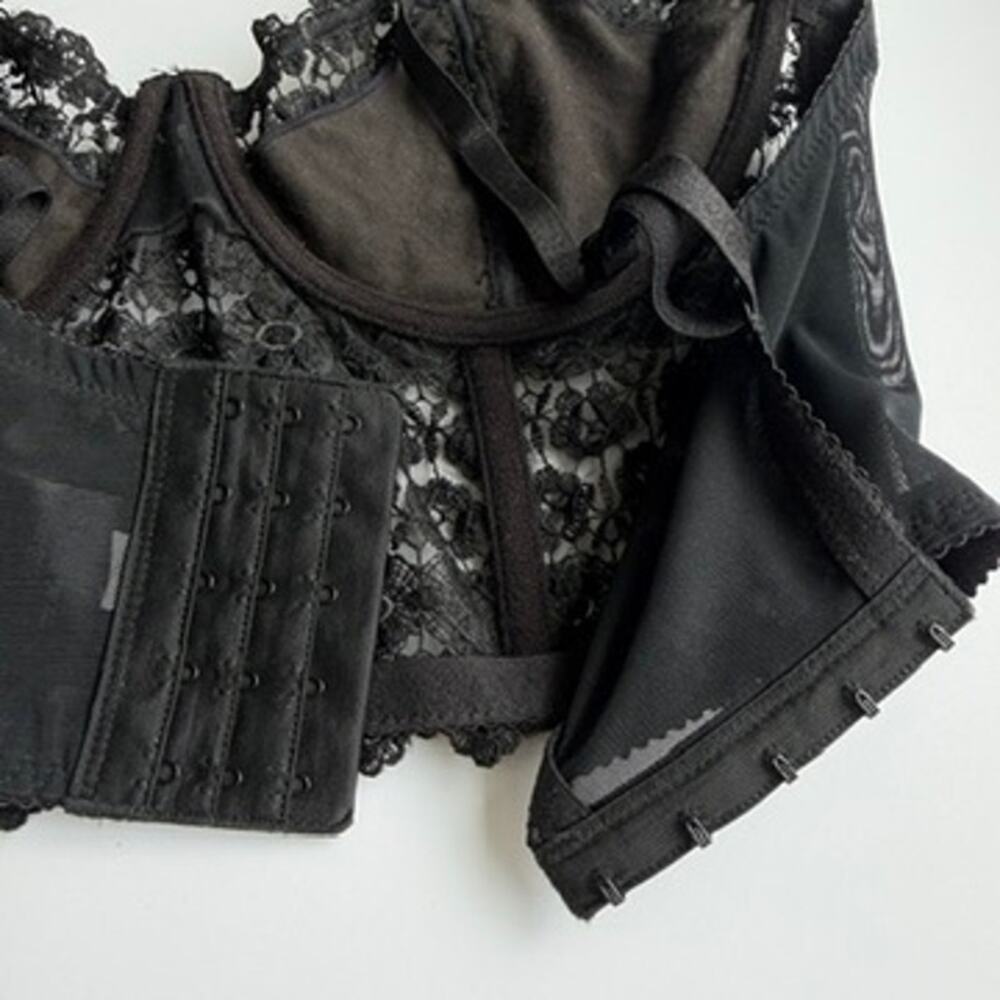 Bebe Black Sparkling Beaded & Sequin Underwire Bra Bralette Crop Top Size Medium - Picture 5 of 7